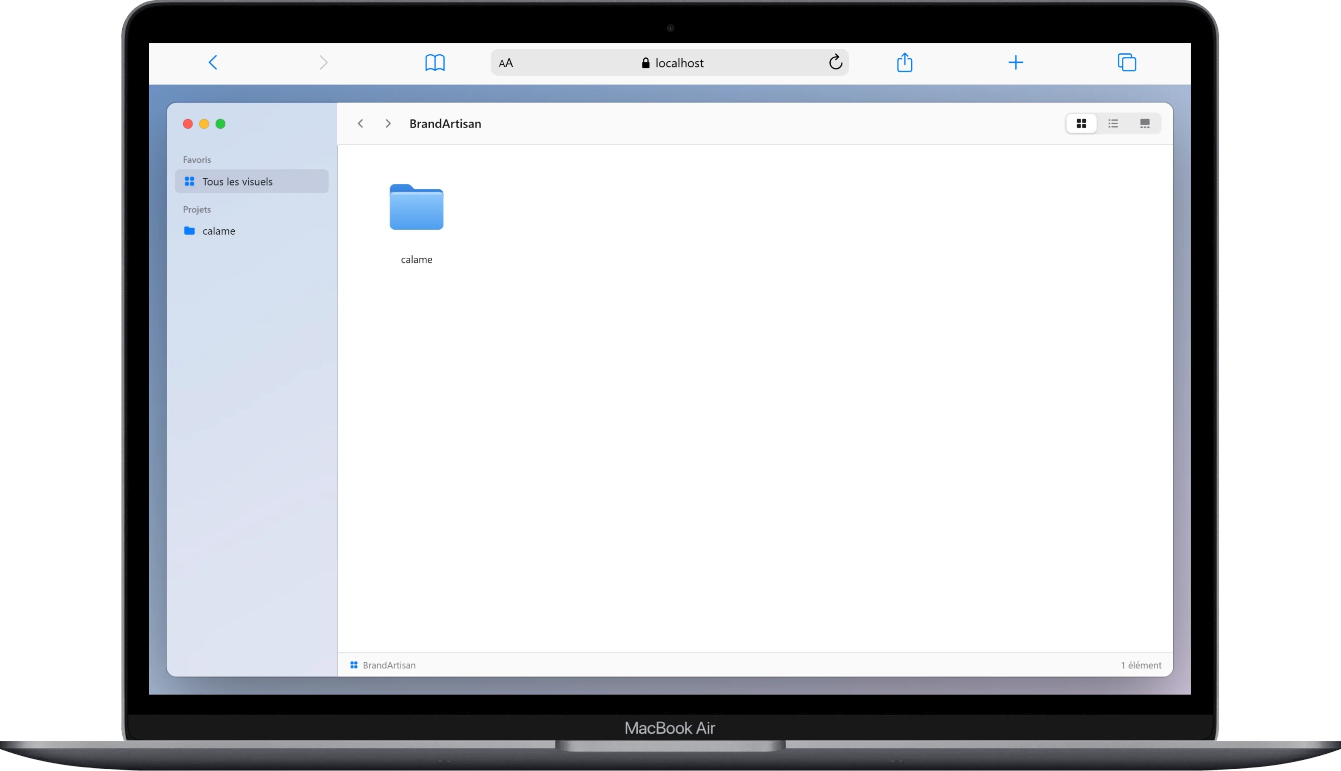 The BrandArtisan preview server showing a template rendered as PNG